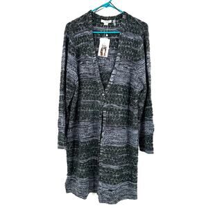 Simply Noelle Size XXL 16-18 Duster Cardigan Sweater Knit Striped NWT New w Tags